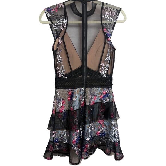 Self Portrait Floral Vine Overlay Mini Dress Sz. 2 - Picture 6 of 9